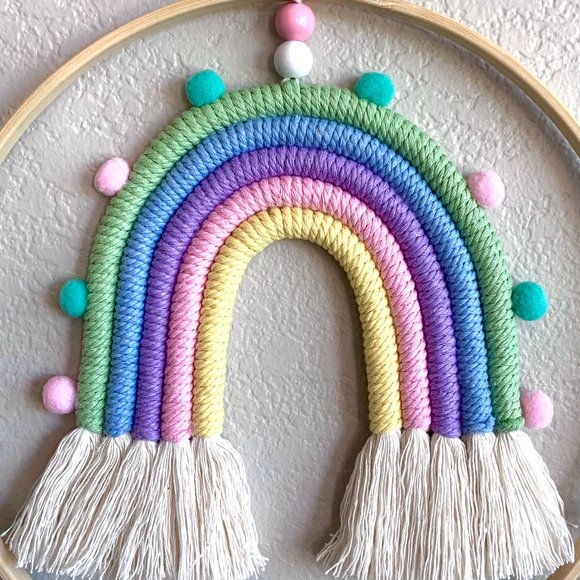 Moveable Mobile Pastel Rainbow Tasseled Wall Hanging Baby Children's Room Decor - Picture 4 of 5